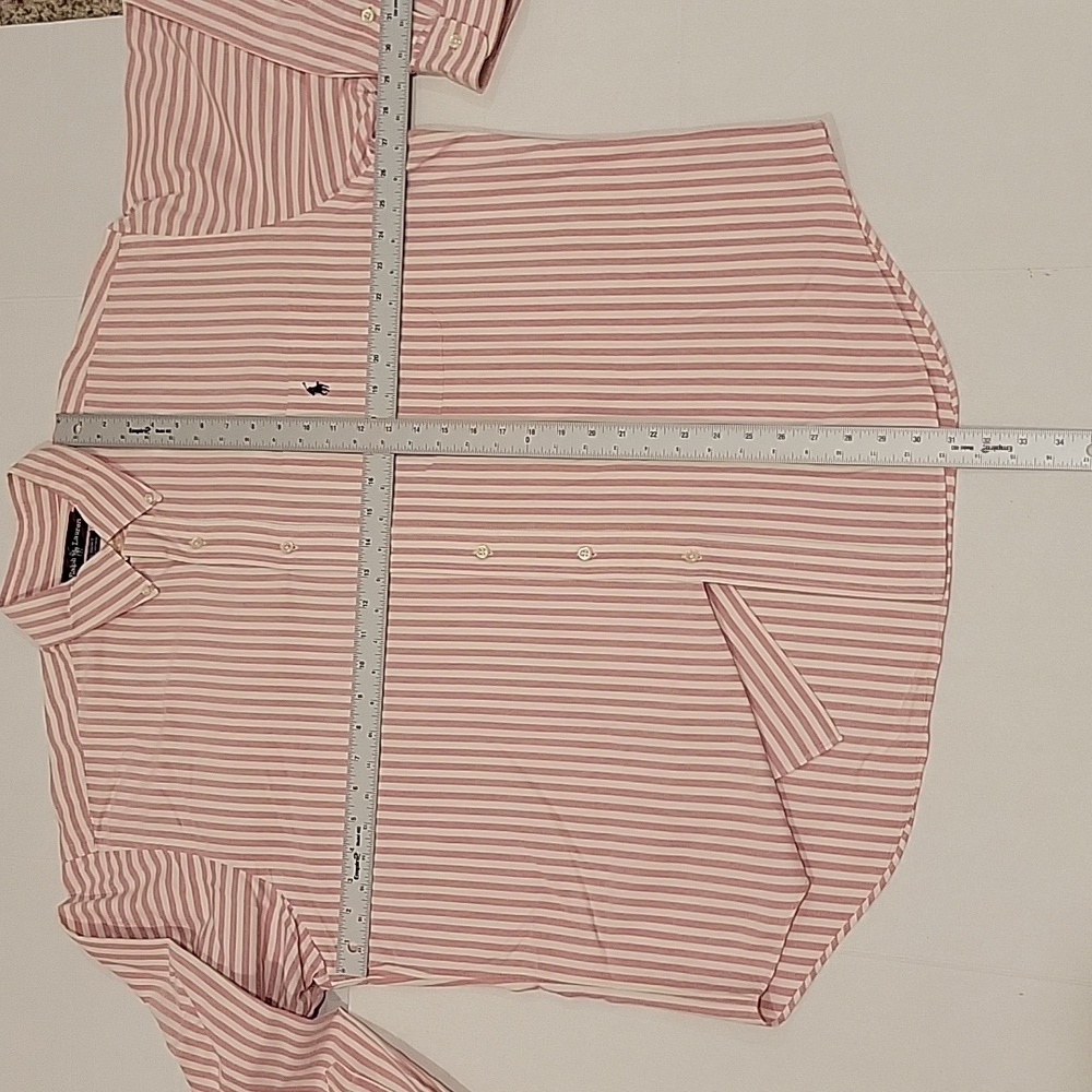 Polo Ralph Lauren Big Shirt 100% Cotton, Cream with Mdm Pink Stripes, Size L - Picture 5 of 9